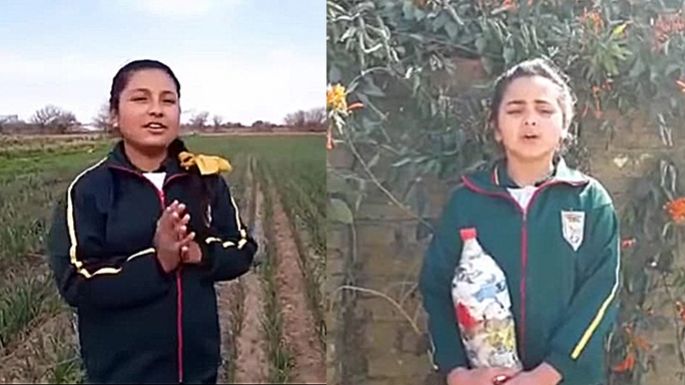 Niñas de la Escuela Bolivia concientizan en un concurso de Save the Children