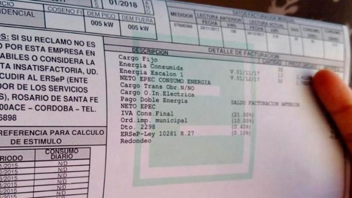 La factura de la EPEC llega con aumentos en la tarifa