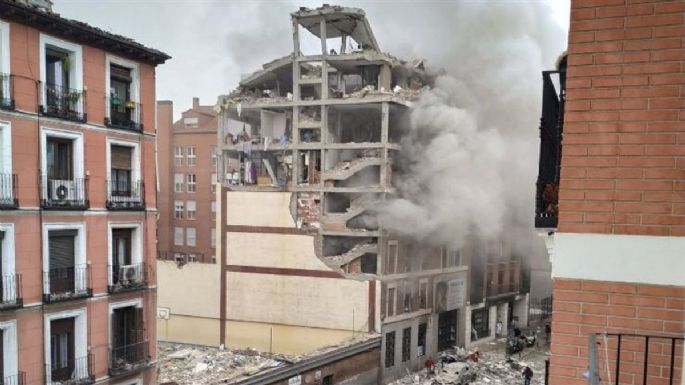 [Vídeo] Una fuerte explosión destruyó un edificio en el centro de Madrid