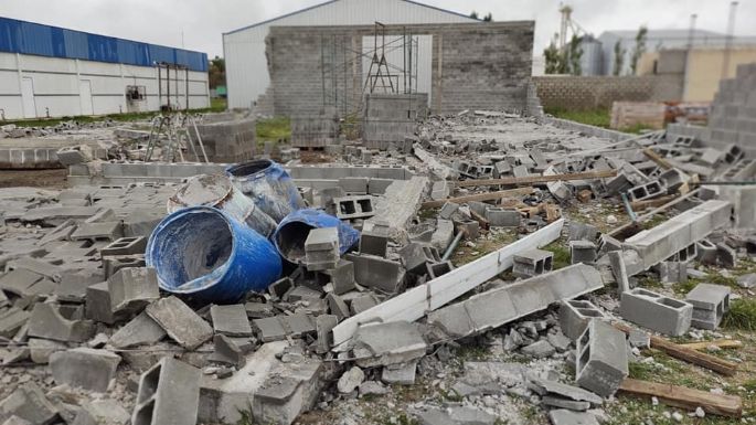 El viento derrumbó un galpón en construcción en Arroyo Cabral