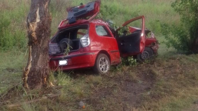 Un auto perdió el control, volcó y chocó contra los arboles de la banquina