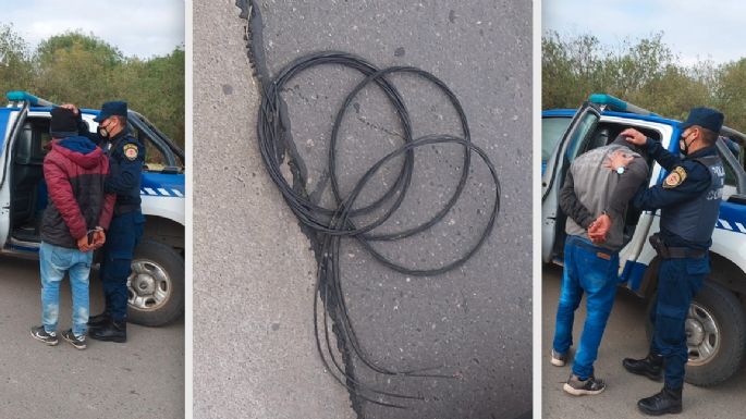 Los detuvieron tras robarse 10 metros de cable del tendido eléctrico