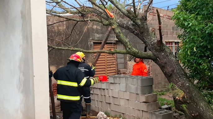 Rápida acción de bomberos y municipales ante la voladura de un techo