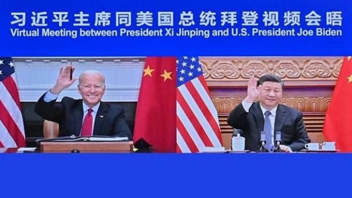En cumbre bilateral virtual, Biden y Xi buscan rebajar las tensiones entre ambos países
