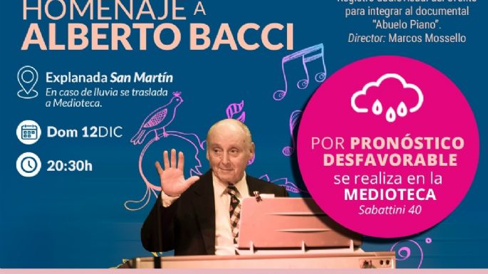 El homenaje a Alberto Bacci se realizará en la Medioteca