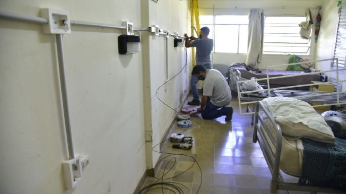Están realizando obra de adecuación eléctrica en el Hogar de Ancianos