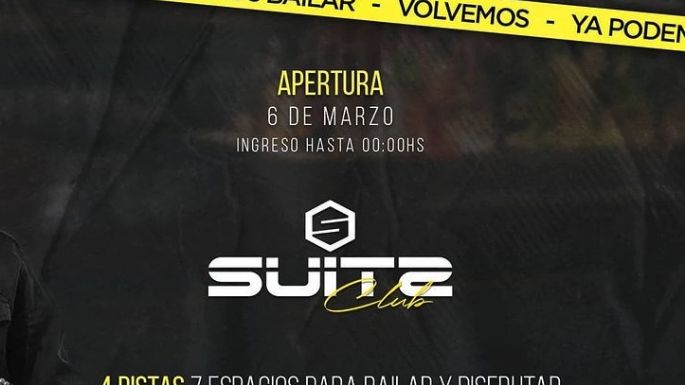 "Suits Club no está habilitado para abrir ni como boliche ni como bar"