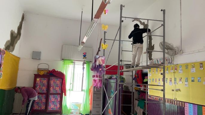 Continúan las tareas para acondicionar edificios escolares en Villa Nueva