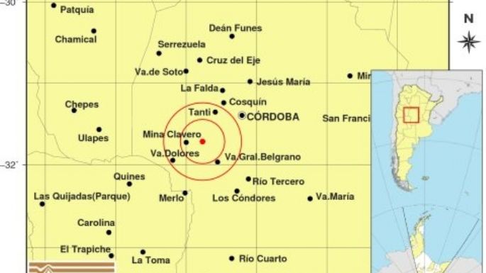 Se produjo un leve sismo con epicentro en Mina Clavero