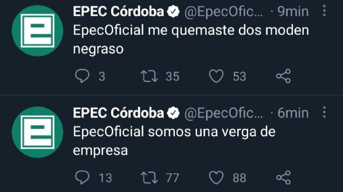 Hackearon el Twitter de EPEC y publicaron insultos y burlas por los cortes