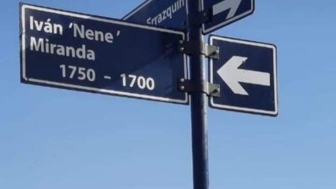 Una calle lleva el nombre del "Nene" Miranda