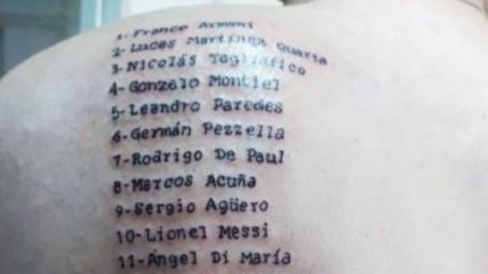 Es de Porteña el joven que se tatuó a la lista completa de la Selección campeona de América