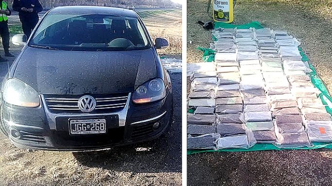 Transportaba 93 “ladrillos” de marihuana en el baúl del auto
