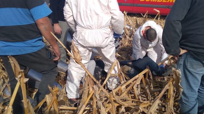Un trabajador sufrió heridas graves en un accidente laboral con una máquina trilladora