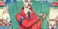 Artista; Hugo Emanuel Figueroa. Título: Los hijos de Mijail IV. Acuarela. Género: Surrealismo 
