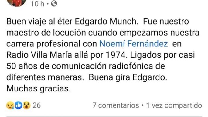 Locutores que trabajaron con Munch lo despiden en las redes sociales