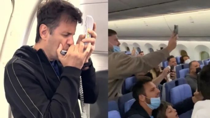 Ciro Martínez interpretó el Himno Nacional en un avión rumbo a Doha