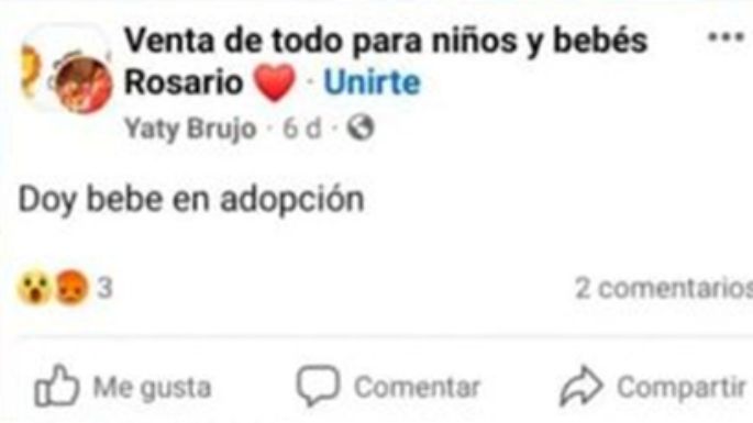 Insólito: puso en venta a su hija de dos meses en un grupo de Facebook