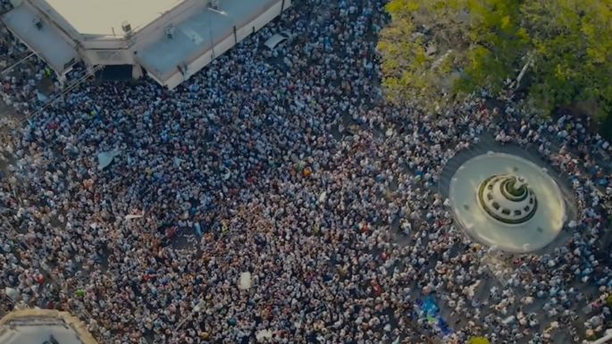 Los festejos en la plaza Centenario vistos desde drones