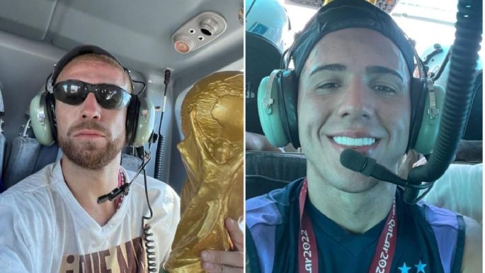Las selfies de los jugadores en el helicóptero de regreso a Ezeiza