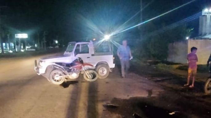 Un joven sufrió traumatismo de cráneo tras chocar con su moto contra un todoterreno