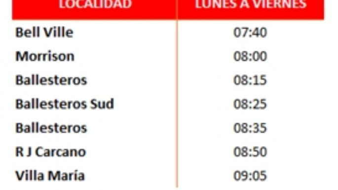 Vuelve el servicio de transporte interurbano a Ballesteros Sud