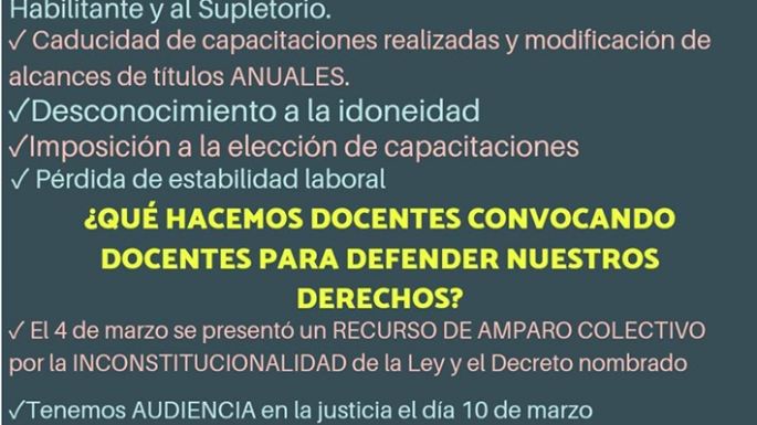 Docentes van a una audiencia en busca de anular un polémico decreto