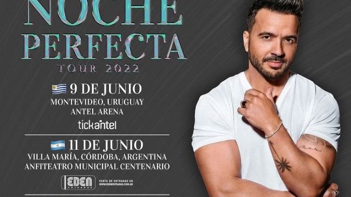Luis Fonsi presentará "Noche Perfecta" en el Anfiteatro de Villa María