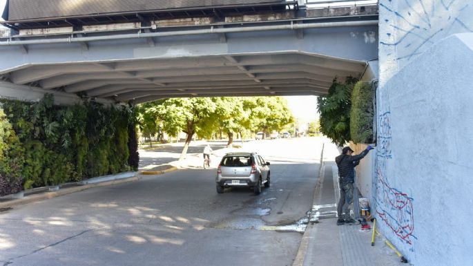 Comenzaron a pintar el mural en el Puente Alberdi
