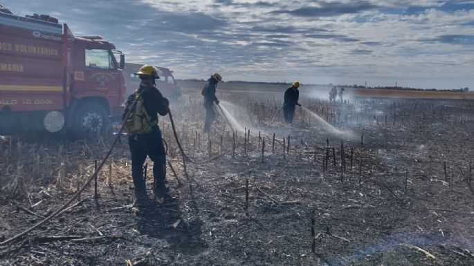 Más de 80 bomberos trabajaron para extinguir el voraz incendio de campo de esta tarde