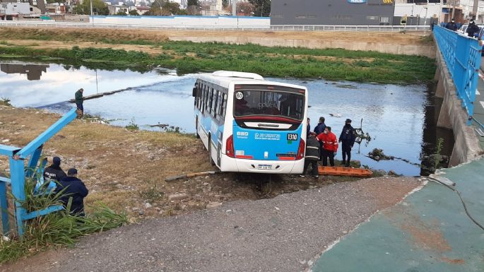 Un colectivo de Tamse chocó y terminó en el río