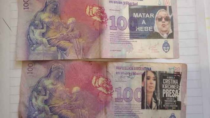 Denuncian la circulación de billetes con mensajes de odio