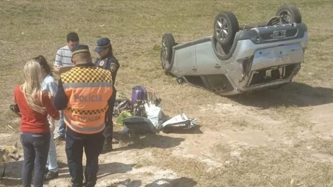 Volcó en la autopista