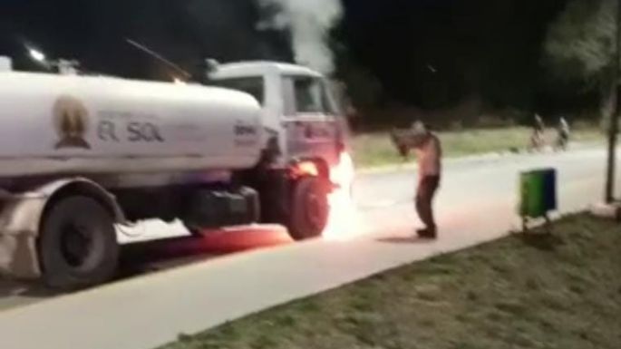Principio de incendio en un camión de la Cooperativa El Sol