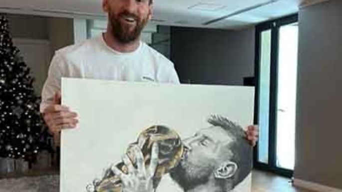 Messi se mostró feliz con la obra que le dibujó una arquitecta villamariense