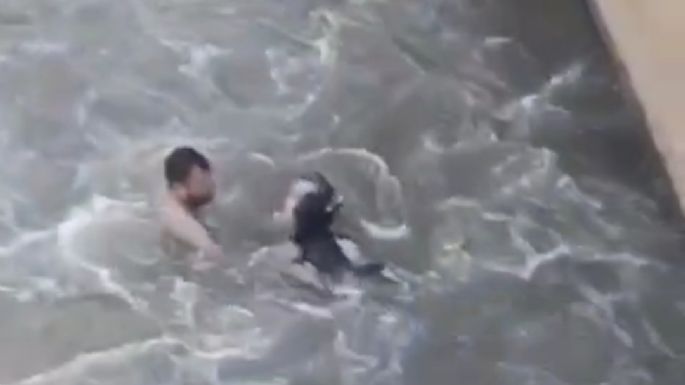 Vecinos salvaron a un perro que se ahogaba en las Compuertas