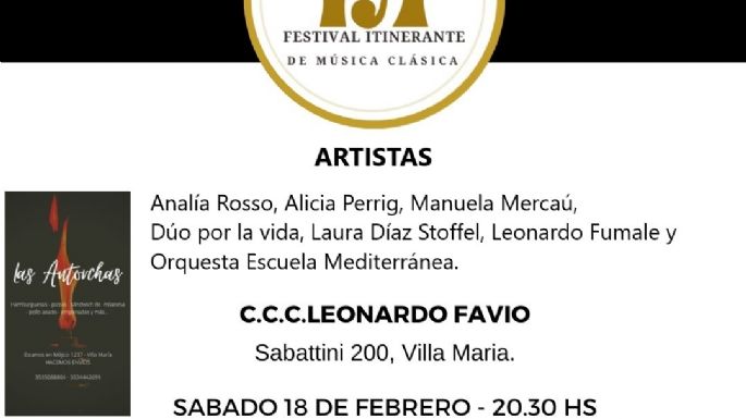 Este sábado se realiza un festival Itinerante de música clásica