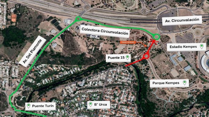 Cortarán el tránsito entre Colectora de Av. Circunvalación y Puente 15
