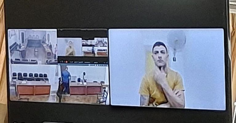 Facundo Toranzo siguió las alternativas del juicio por videoconferencia, desde la cárcel local, donde paso 11 meses (Foto: Prensa de Tribunales)