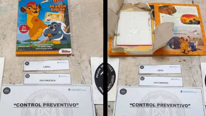 Ocultaron cocaína en un libro infantil y fueron descubiertos en el Aeropuerto