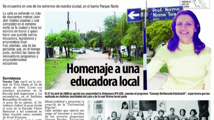 Homenaje a una educadora local