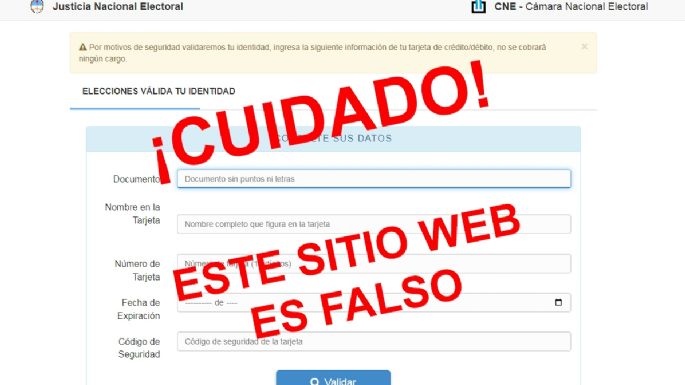 La Cámara Nacional Electoral advierte sobre sitio web falso