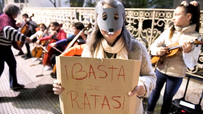 Estudiantes de una escuela de música dieron un concierto para protestar por las ratas