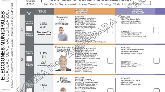 Tres listas disputarán la Intendencia