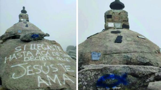 Con pintadas, vandalizaron rocas en la cima del Champaquí