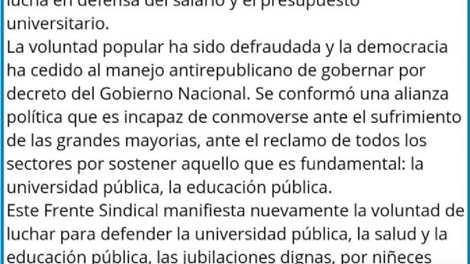 Paran docentes y no docentes de todo el país