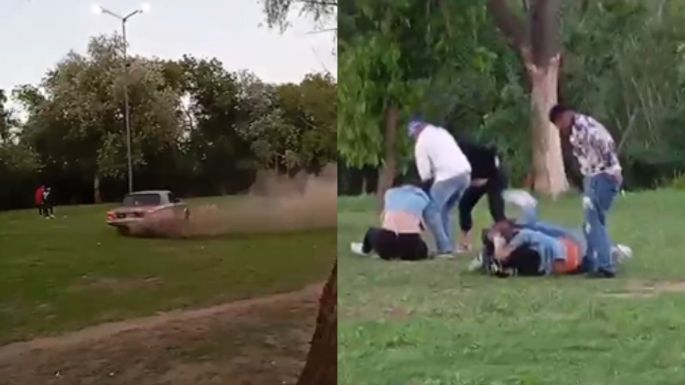 Un vehículo realizando maniobras peligrosas y peleas