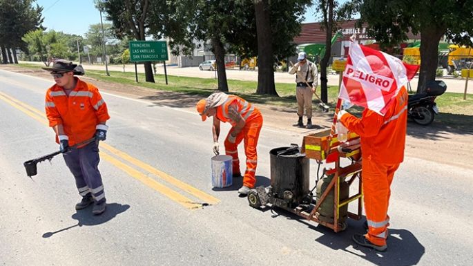 Tareas de demarcación en la ruta