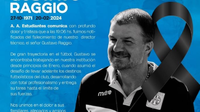 Murió Gustavo Raggio, entrenador de Estudiantes de Río Cuarto