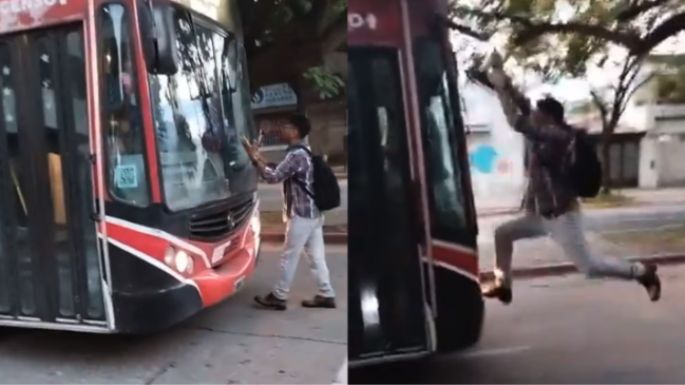 Un hombre se trepó de un colectivo para pedir que llevaran su hija a la escuela